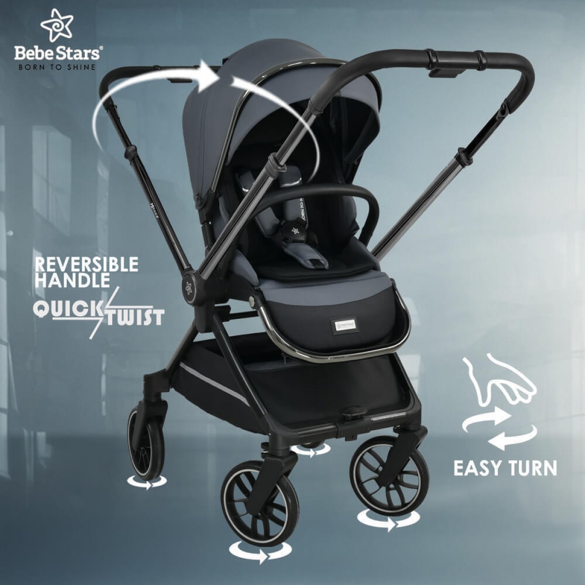 Πολυκαρότσι Mirage 2 Σε 1 Bebe Stars Olive Πολυκαρότσι Mirage 2 Σε 1 Bebe Stars Olive