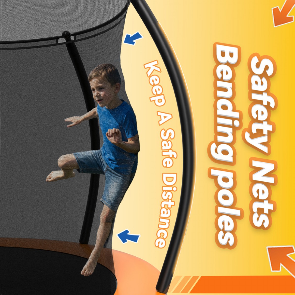 Τραμπολίνο Με Δίχτυ Και Σκάλα 305cm 10FT Orange Bebe Stars