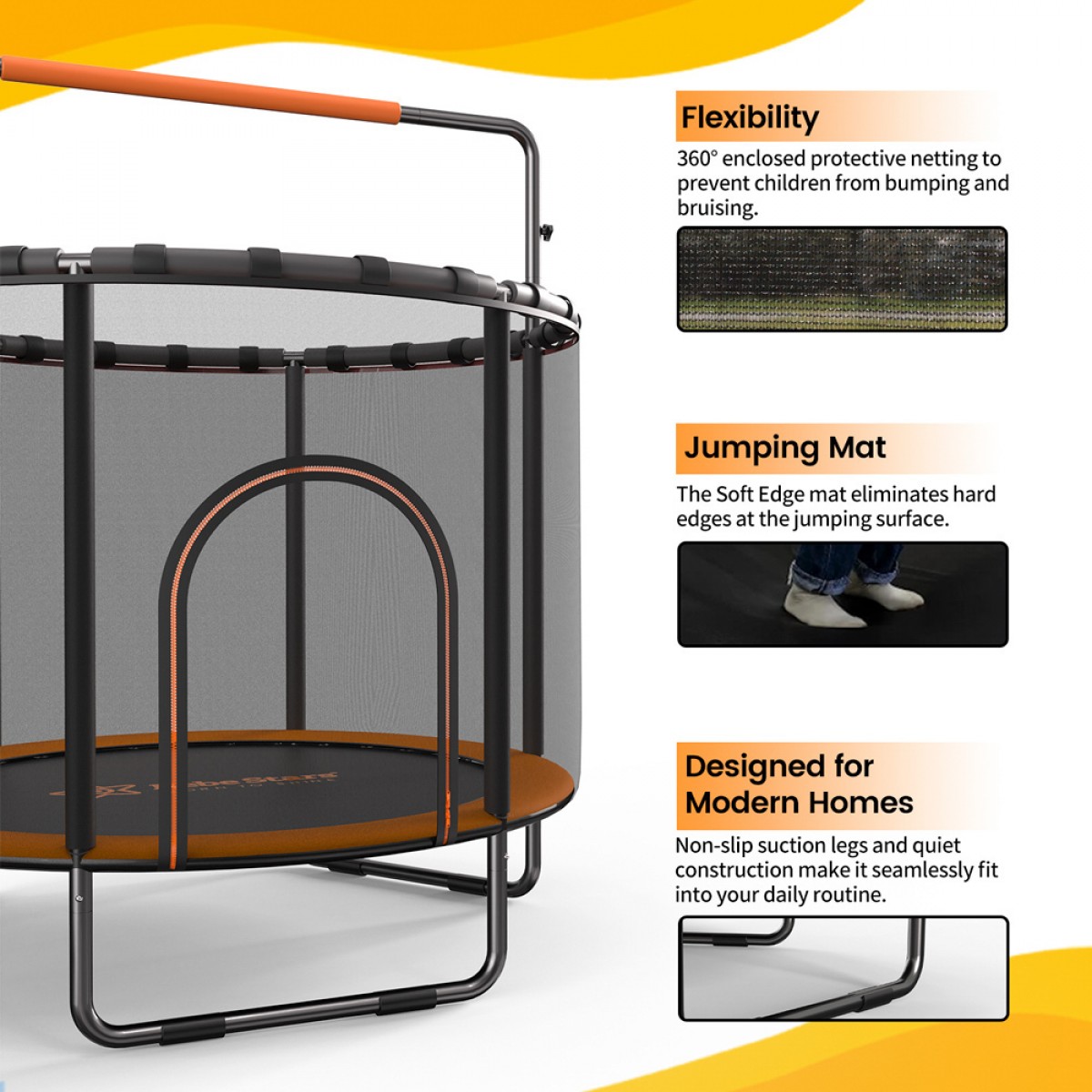 Τραμπολίνο Με Δίχτυ 140cm Orange Bebe Stars 