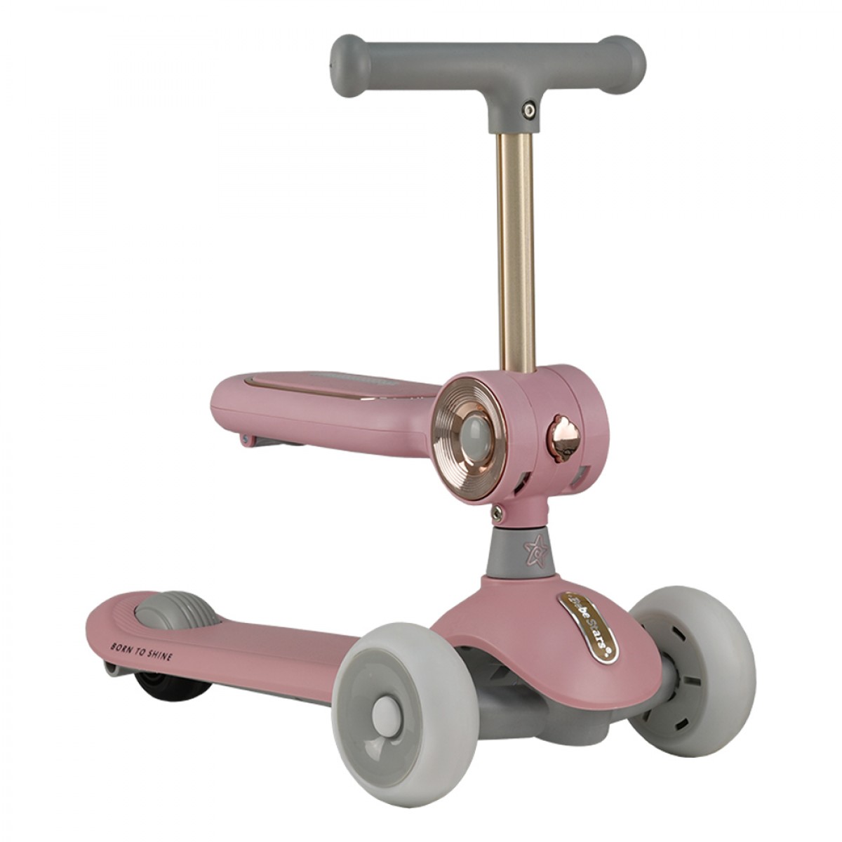 Πατίνι Scooter Τρίτροχο Xride 2 Σε 1 Με Λαβή Pink Bebe Stars