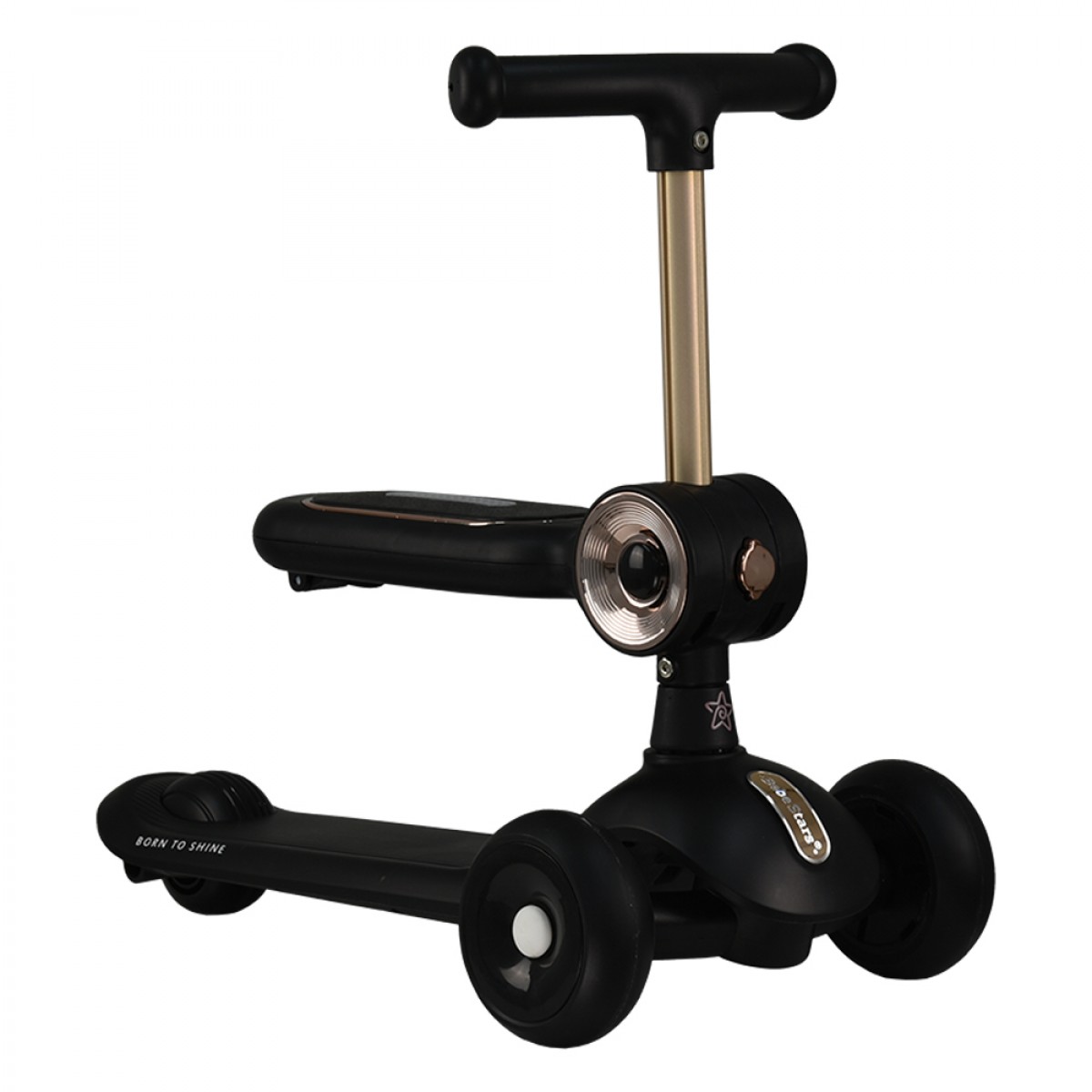 Πατίνι Scooter Τρίτροχο Xride 2 Σε 1 Με Λαβή Black Bebe Stars