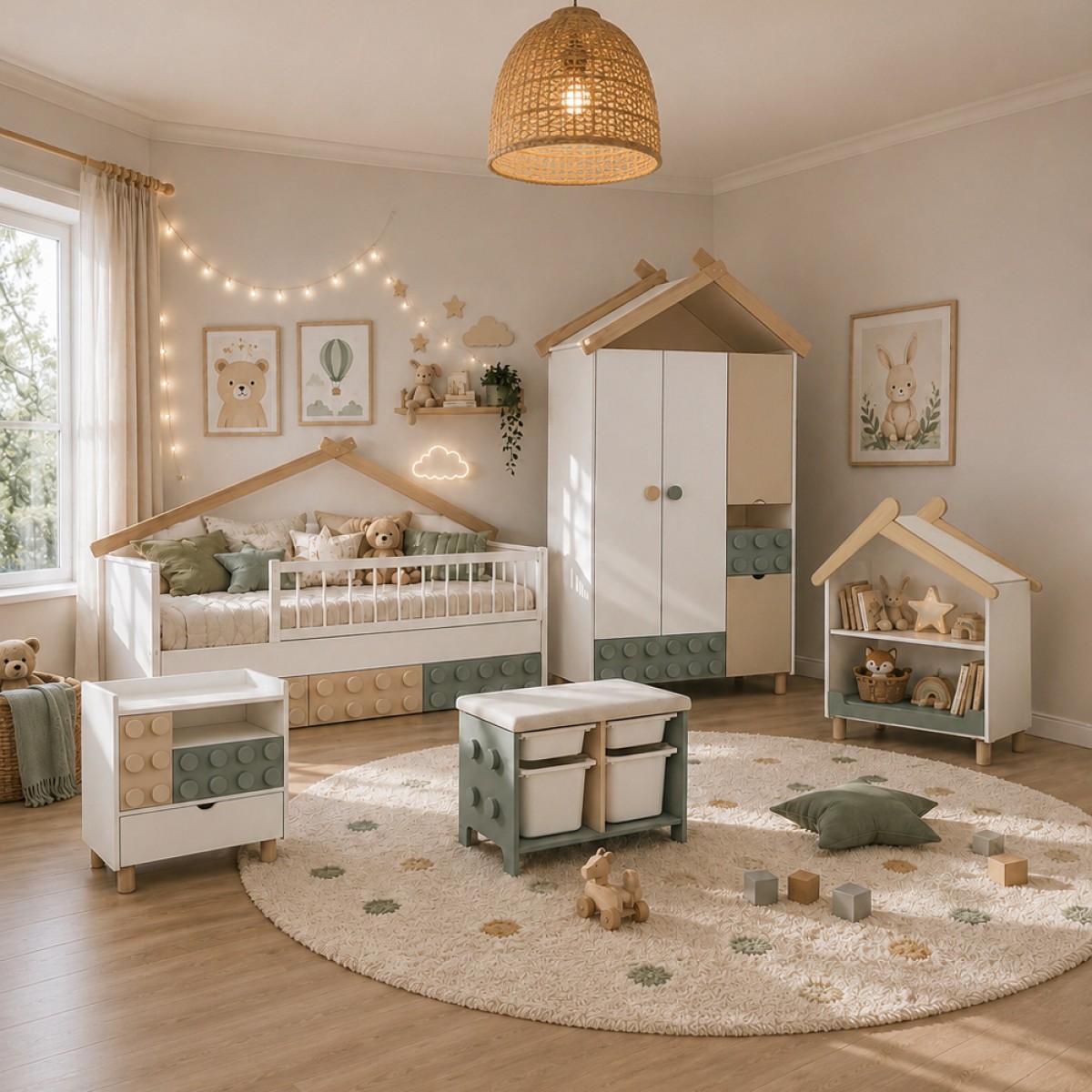 Κρεβάτι Bebe Stars Lego Montessori 90x200cm - Πολύχρωμο