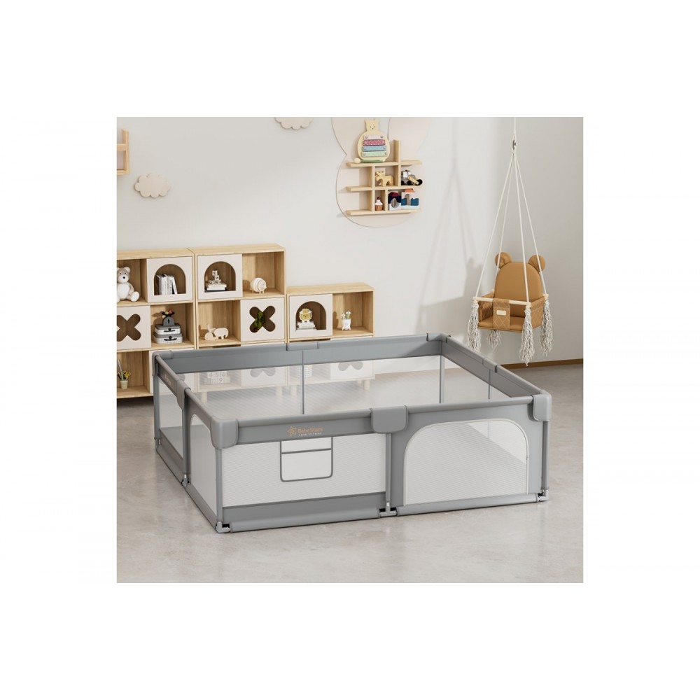 Bebe Stars Πάρκο για μωρά ορθογώνιο 180×200 Playzen Grey
