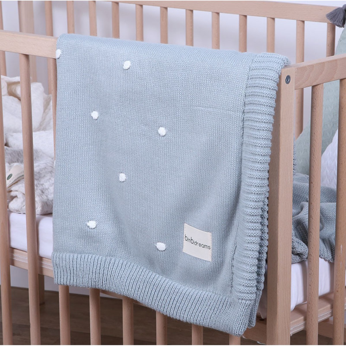 Κουβέρτα Πλεκτή με Fleece Coralina Μέντα 80x100εκ.