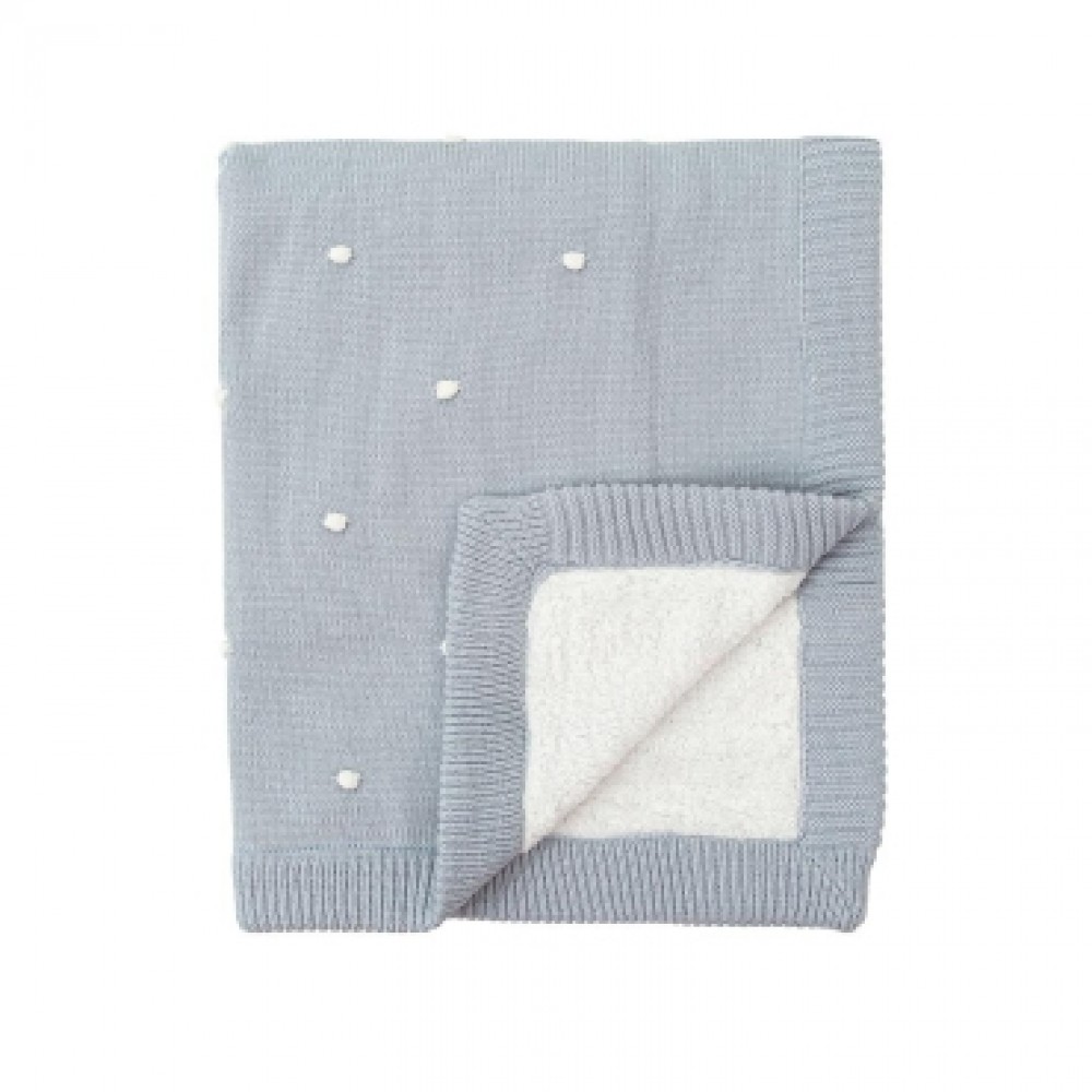 Κουβέρτα Πλεκτή με Fleece Coralina Μπλε 80x100εκ.