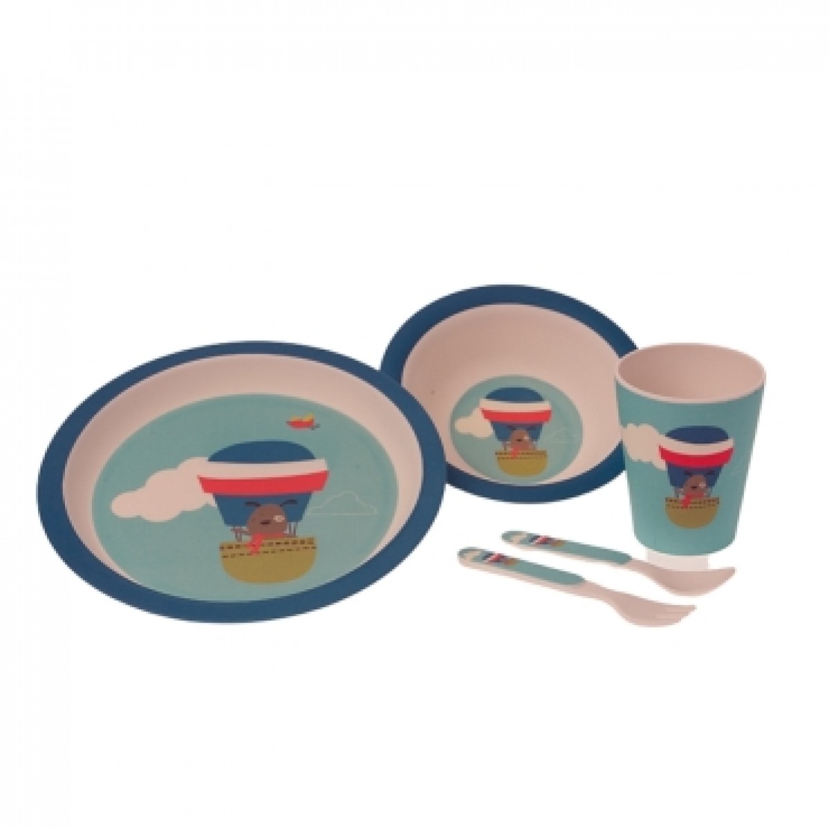 Σετ Φαγητού Αερόστατο Μπλε  5τμχ.