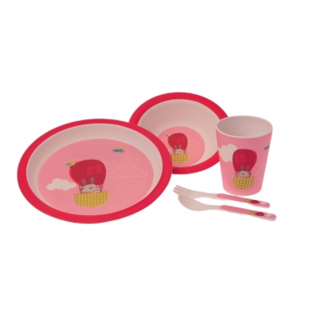 Σετ Φαγητού Αερόστατο Ροζ 5τμχ.
