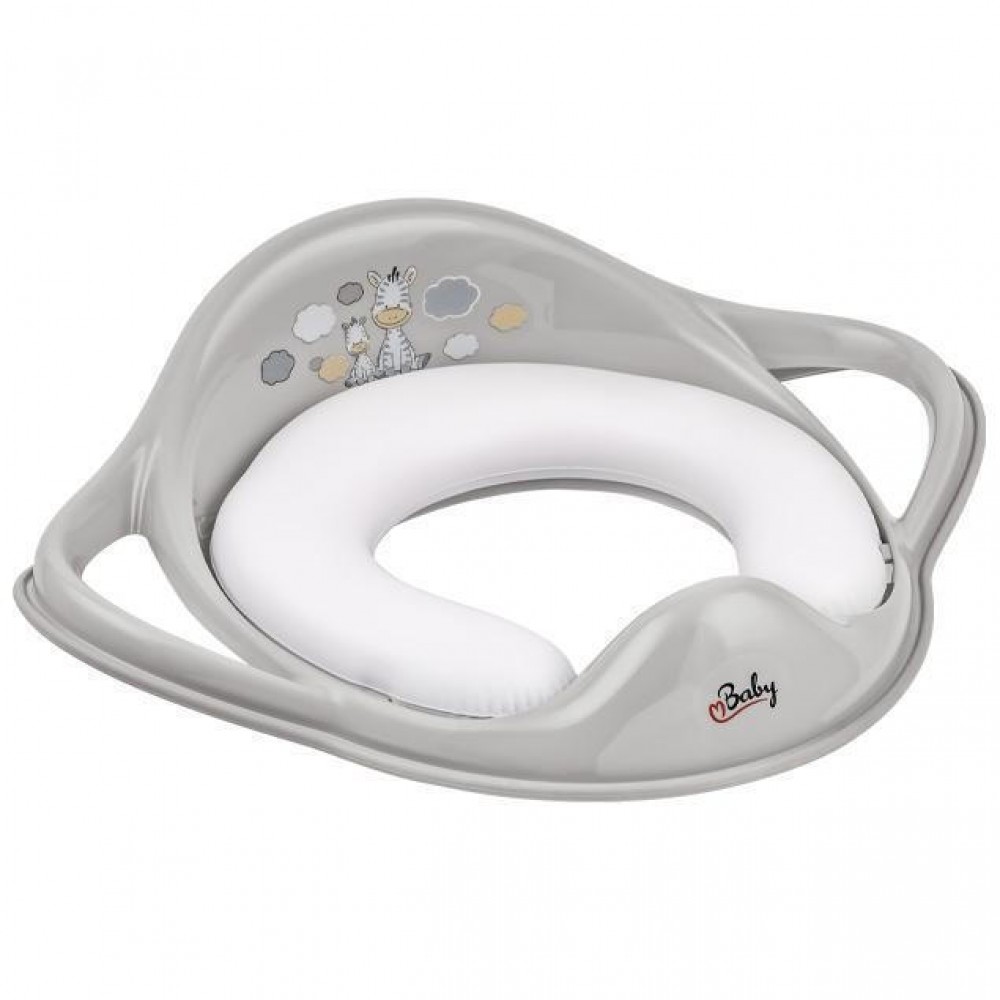 Κάθισμα Τουαλέτας με Μαξιλαράκι Ζέμπρα Γκρι-Maltex