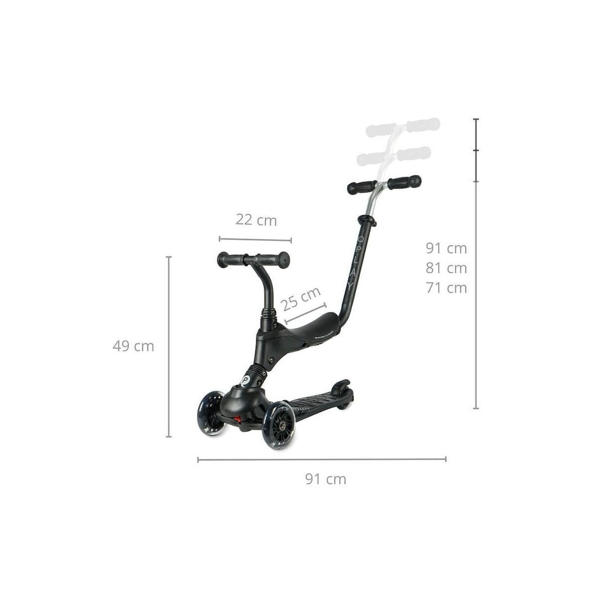 QPlay Sema Pro 5in1 Scooter Πατίνι Μαύρο QPlay Sema Pro 5in1 Scooter Πατίνι Μαύρο