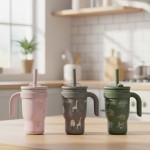 Ανοξείδωτο Μπουκάλι-Θερμός 350ml με Χερούλι & Καλαμάκι – IN A FAST WORLD BE A TURTLE ABO