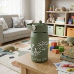 Ανοξείδωτο Μπουκάλι-Θερμός 350ml με Χερούλι – IN A FAST WORLD BE A TURTLE ABO