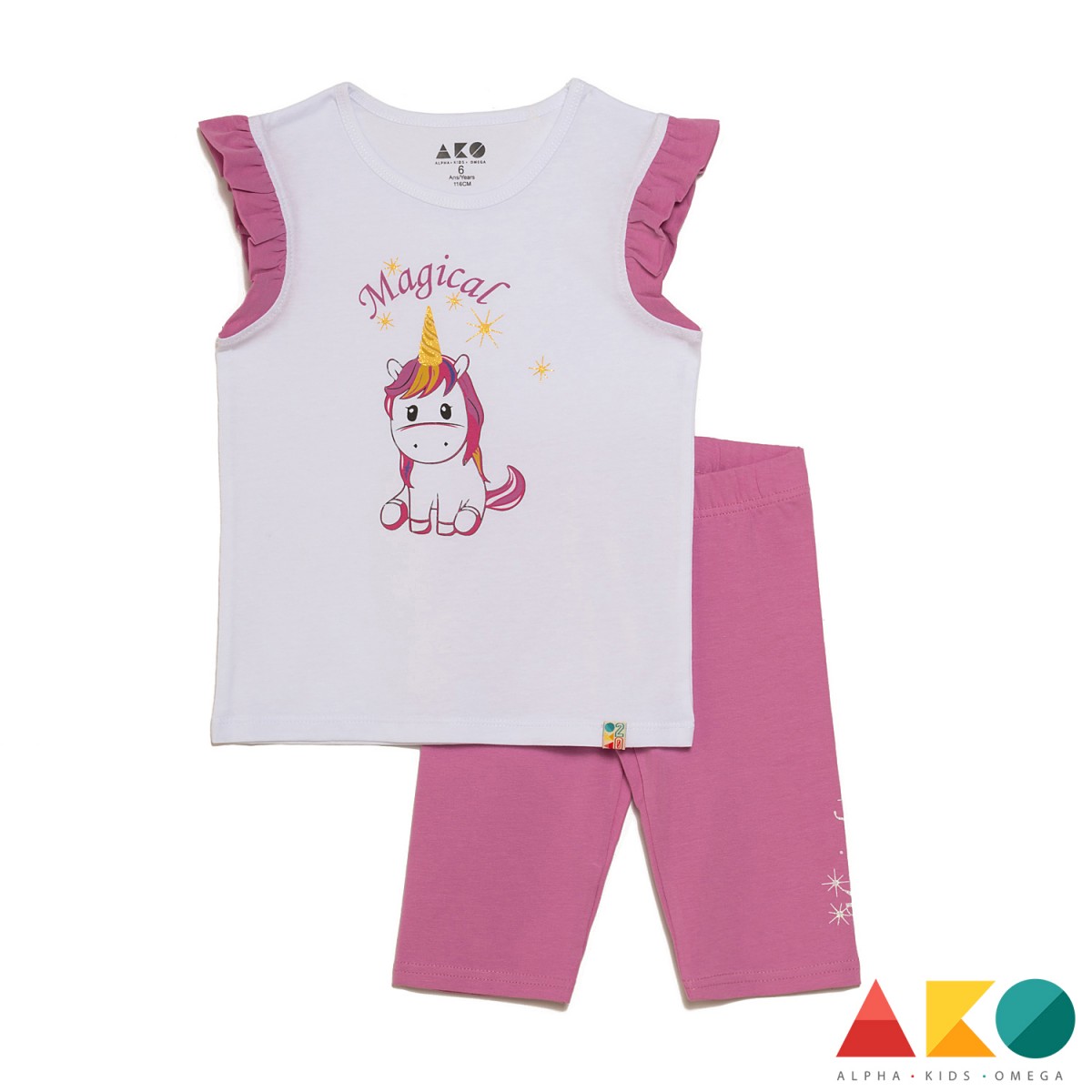 Σετ κοντομάνικο μπλουζάκι με κολάν Magical Unicorn AKO