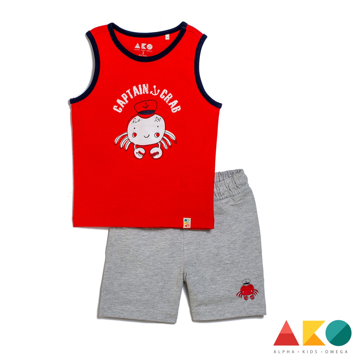 Σετ αμάνικο μπλουζάκι με βερμούδα Captain crab AKO