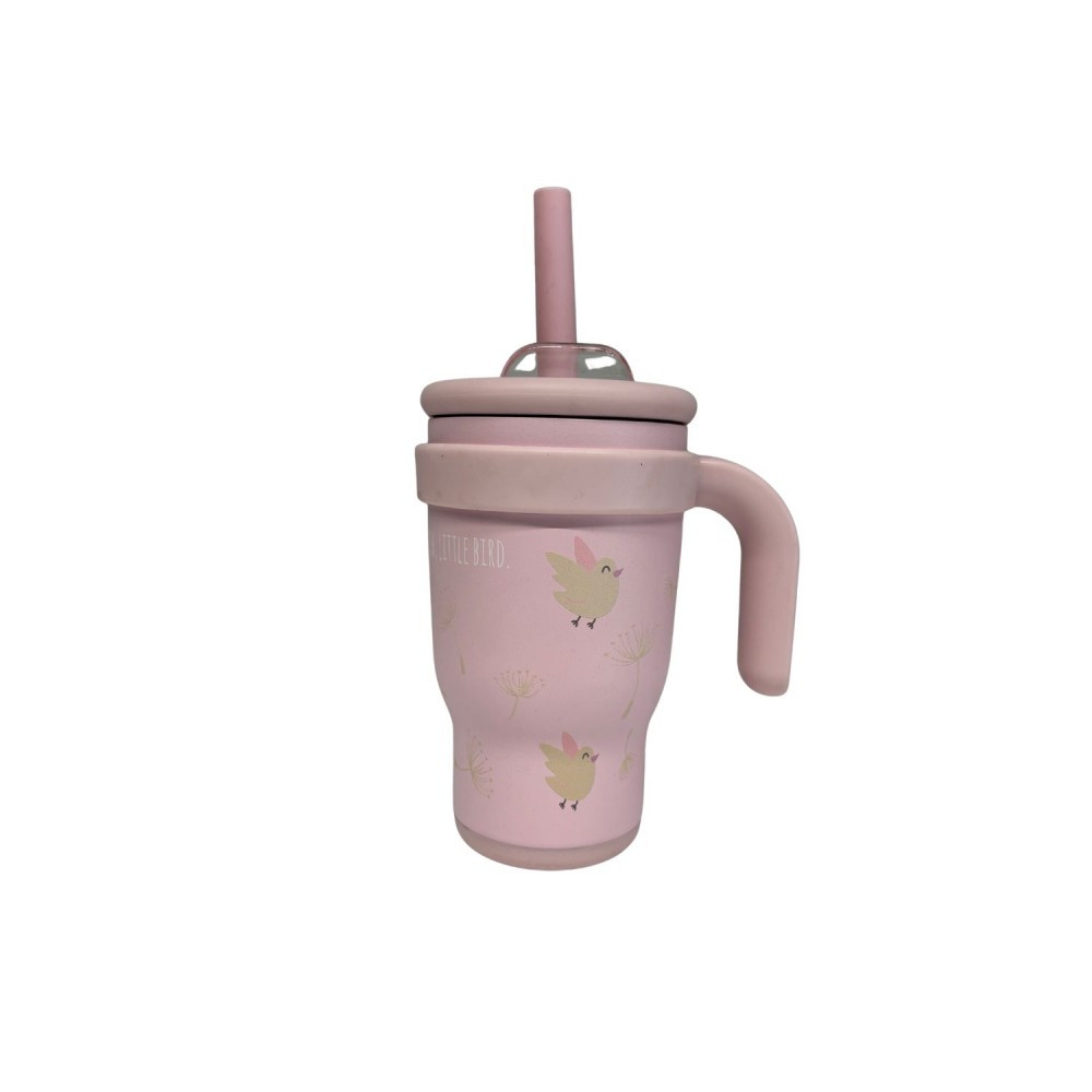 Ανοξείδωτο Μπουκάλι-Θερμός 350ml με Χερούλι & Καλαμάκι – MAKE A WISH LITTLE BIRD ABO