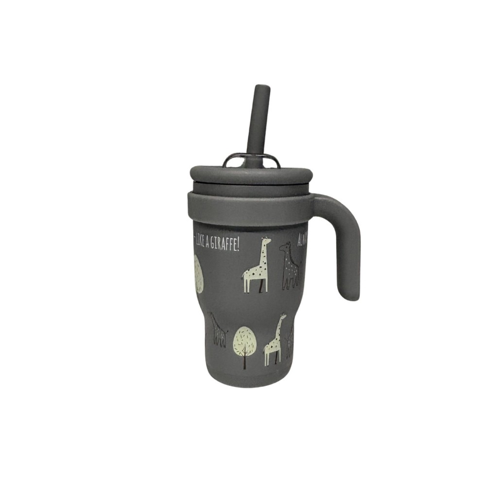 Ανοξείδωτο Μπουκάλι-Θερμός 350ml με Χερούλι & Καλαμάκι – ALWAYS LOOK UP – LIKE A GIRAFFE ABO