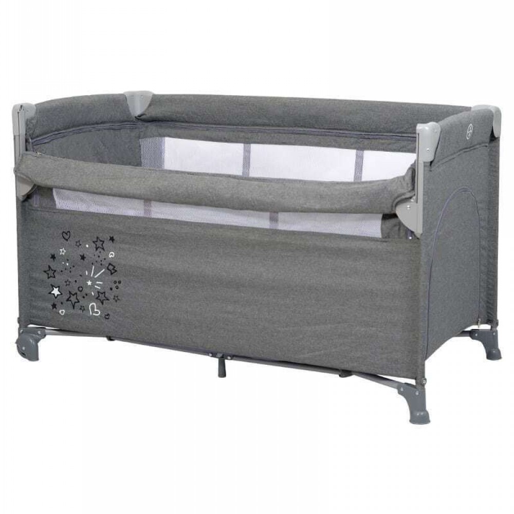 Belletti Play & Sleep By Me Παρκοκρέβατο & Λίκνο 2-Σε-1 60*120cm Gray