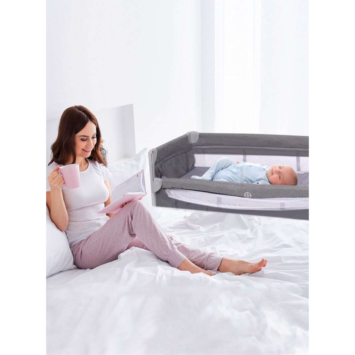 Belletti Play & Sleep By Me Παρκοκρέβατο & Λίκνο 2-Σε-1 60*120cm Gray