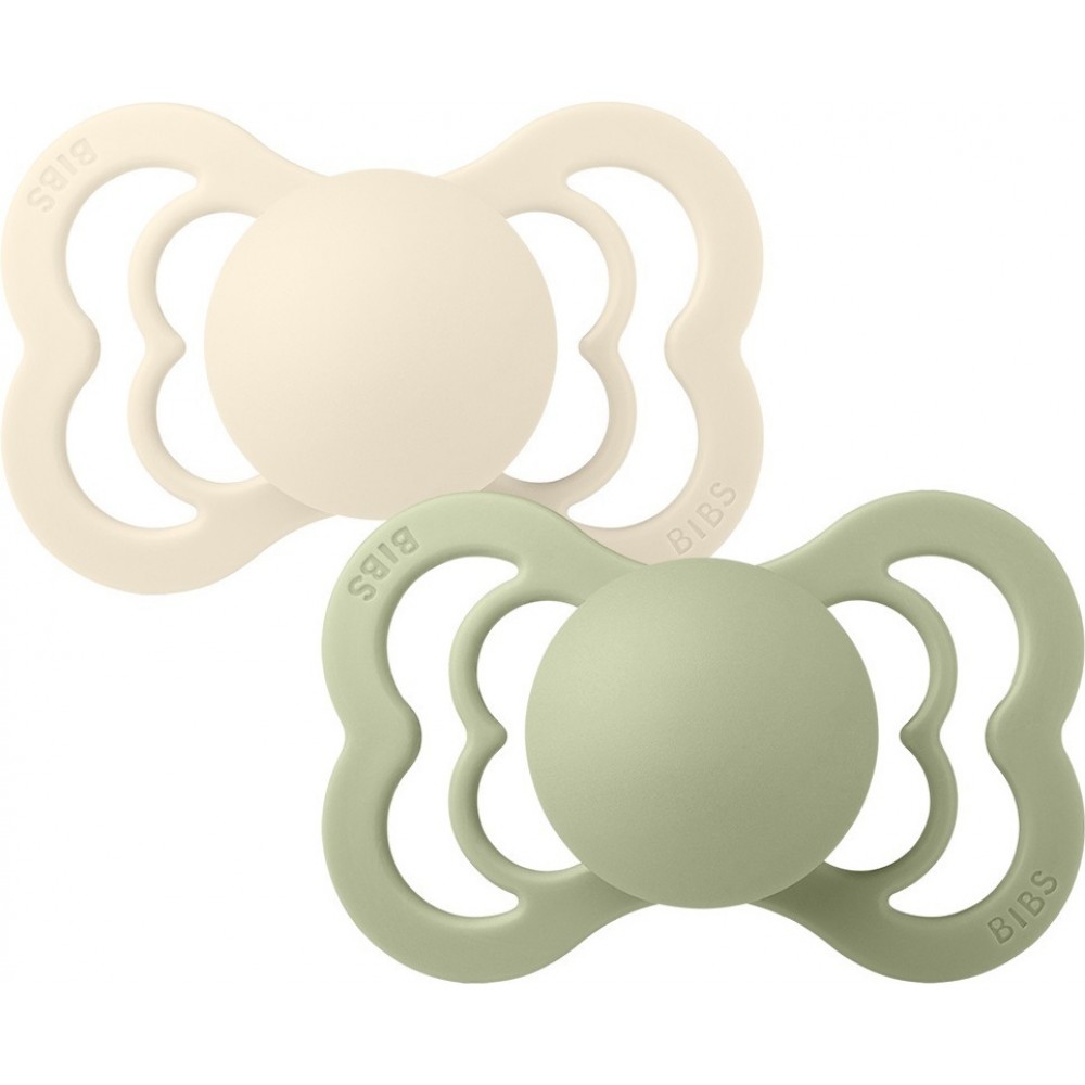 Bibs Πιπίλες Σιλικόνης No1 για  0-6 μηνών  Supreme Ivory / Sage 2τμχ