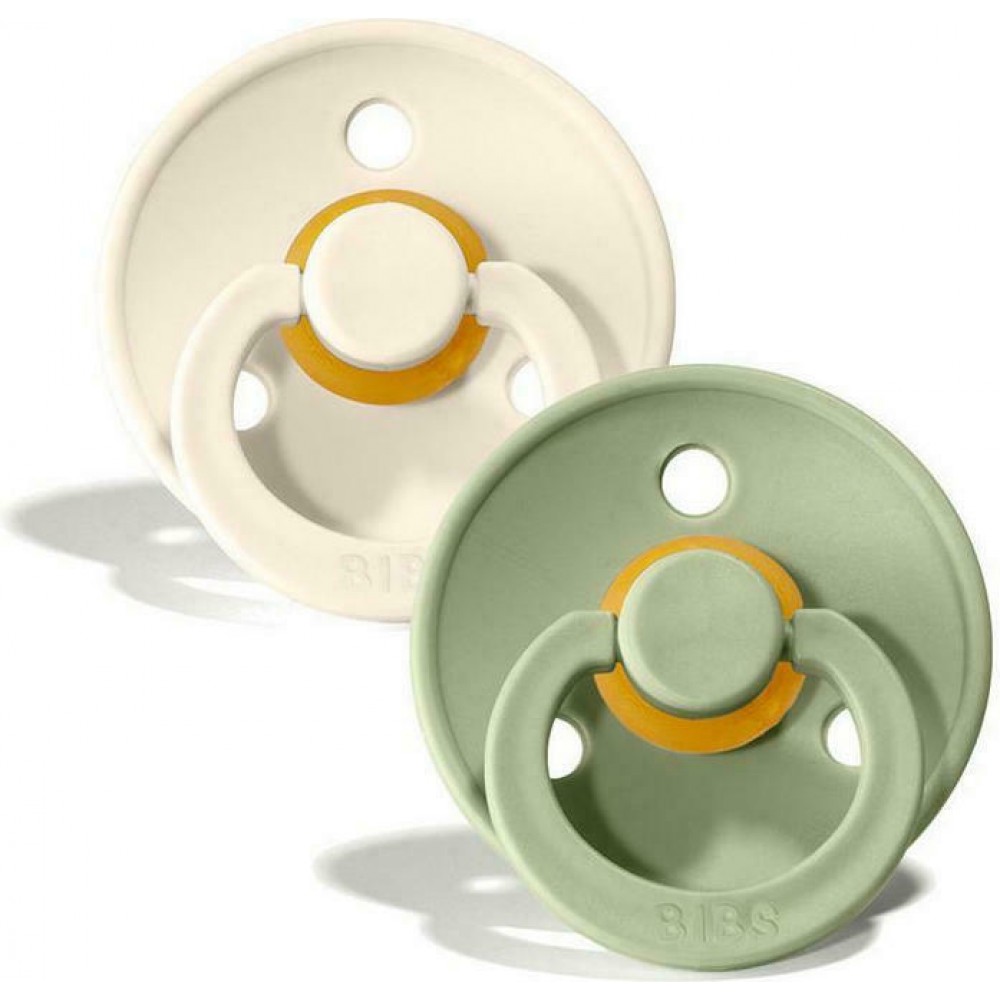 Bibs Πιπίλες Καουτσούκ No1 για  0-6 μηνών Colour IVORY/SAGE  2τμχ