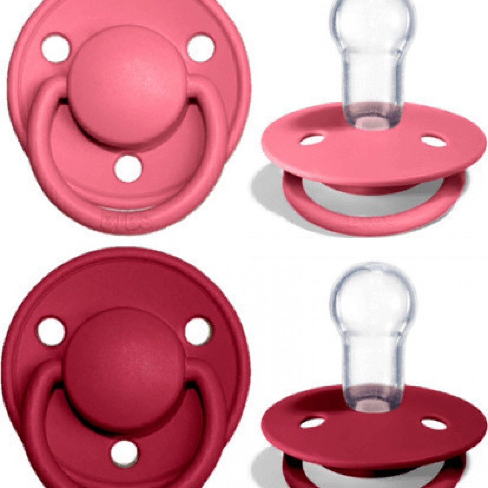 Bibs Πιπίλες De Lux Σιλικονούχες Coral-Ruby  One Size 2 τμχ 0-36m