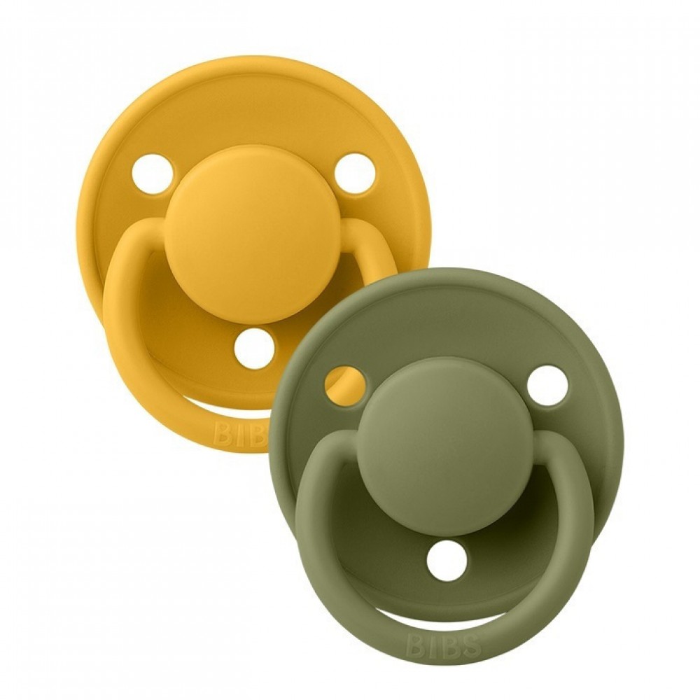 Bibs Πιπίλες De Lux Σιλικονούχες Honey Bee/Olive One Size 2 τμχ 0-36m