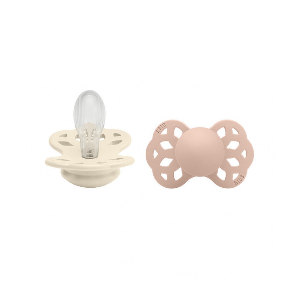 Bibs Πιπίλες Σιλικόνης No2 για 6-18 μηνών Infinity Symmetrical Ivory & Blush  2τμχ 