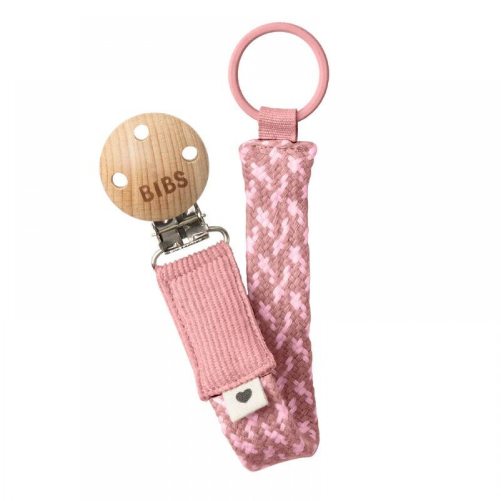 Bibs Κλιπ Πιπίλας Braided Dusty Pink / Baby Pink
