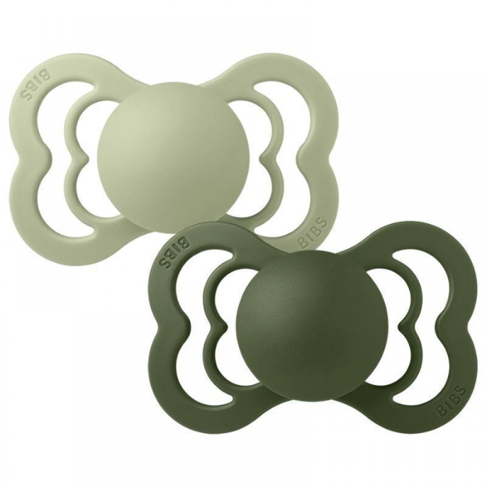 Bibs Πιπίλες Σιλικόνης No1 για  0-6 μηνών  Supreme Sage-Hunter Green  2τμχ