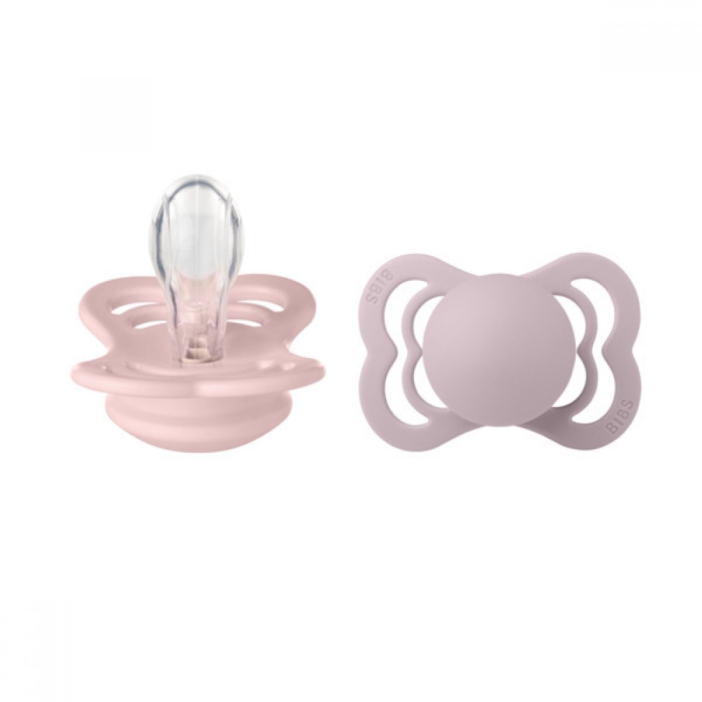 Bibs Πιπίλες Σιλικόνης No1 για  0-6 μηνών  Supreme BLOSSOM/DUSKY LILAC  συμμετρική 2τμχ 