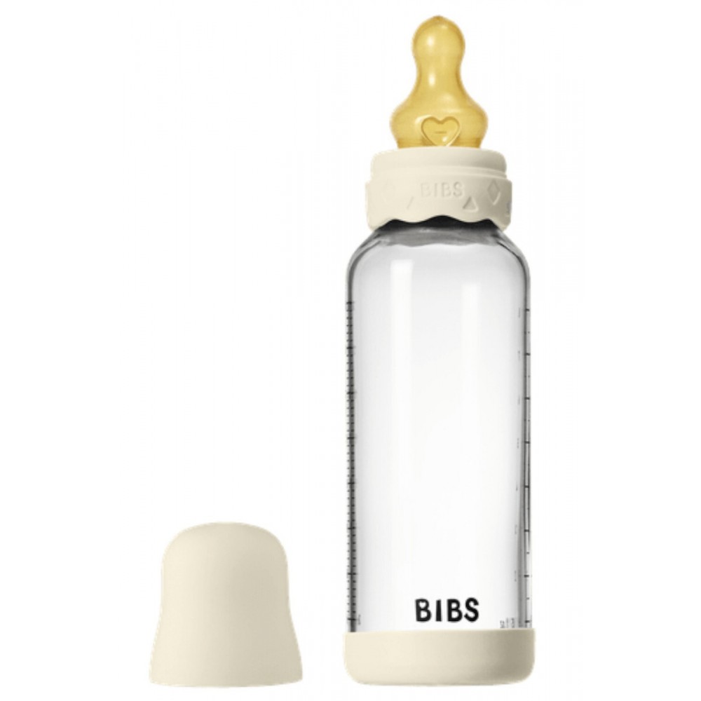 Bibs Μπιμπερό Γυάλινο Boheme Ivory  240ml Με Latex Θηλή 2M+ Μεσαίας Ροής  