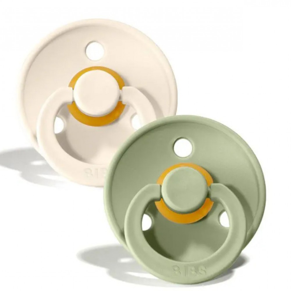 Bibs Πιπίλες Καουτσούκ No2 για  6-18 μηνών Colour Ivory/Sage  2τμχ