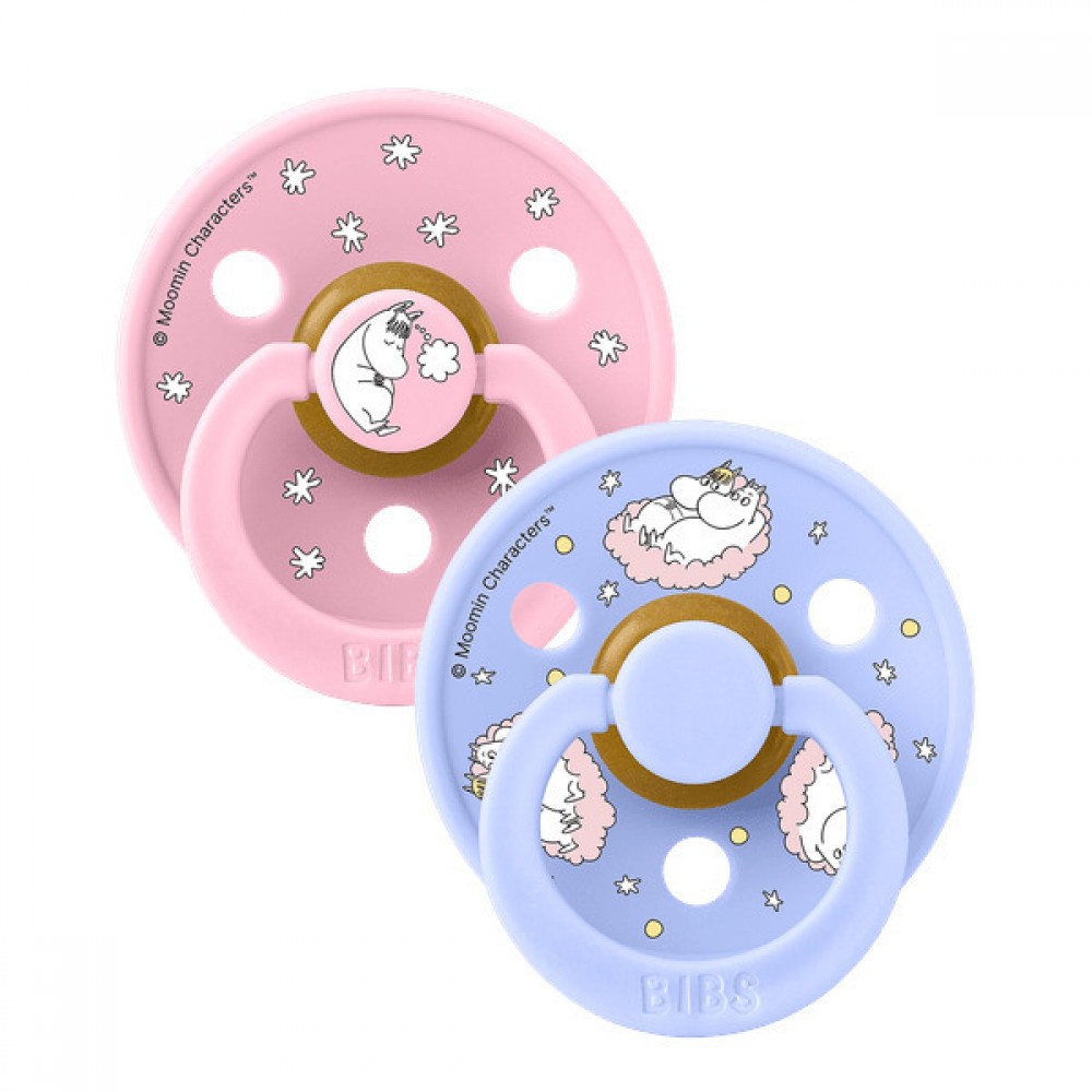 Bibs x Moomins Colour Σετ Πιπίλες 2τμχ – SAILING NORDIC BABY PINK/HUSH MIX  – Στρογγυλή No1  (0+ μηνών) 