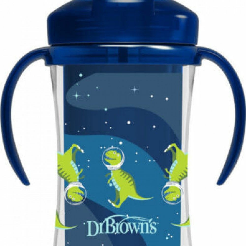 Dr. Brown’s Κύπελλο Θερμός με Καλαμάκι 300 ml. Μπλε 12Μ+ Dino