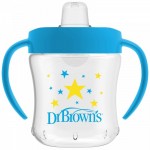 Dr Browns Κύπελλο Με Μαλακό Στόμιο Με Καπάκι & Λαβές 6m+ Μπλε Αστεράκια 180ml