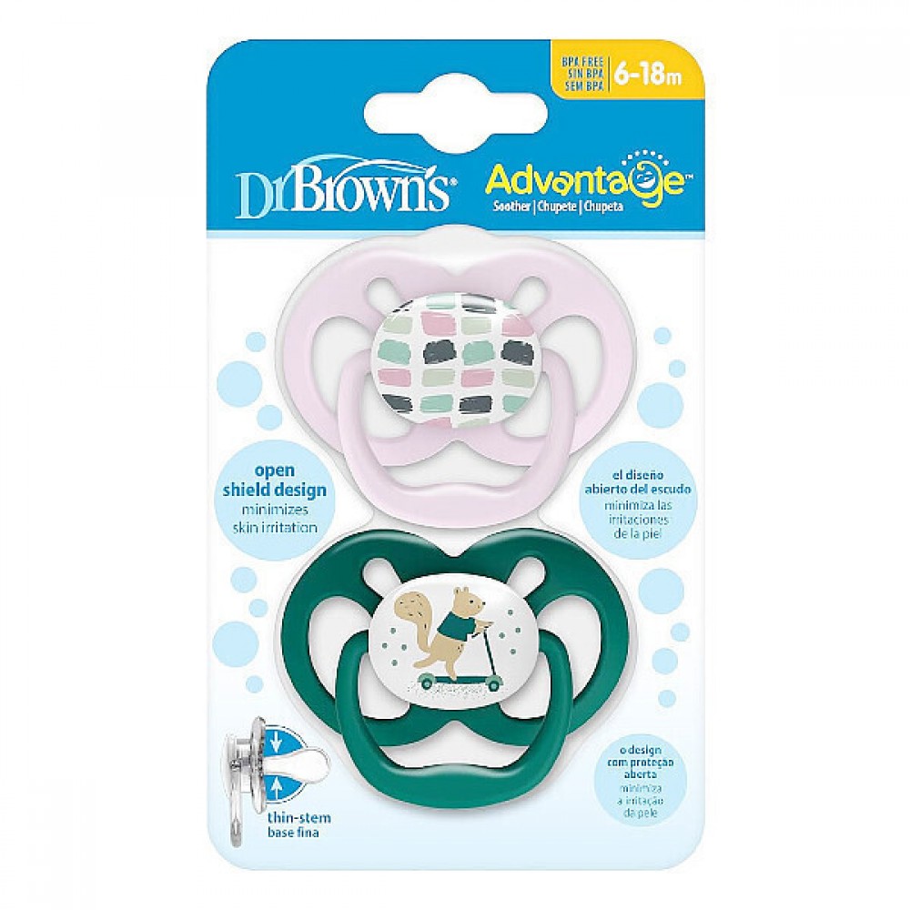 Dr. Brown’s Advantage Πιπίλα Σιλικόνης 6-18m 2 τεμάχια