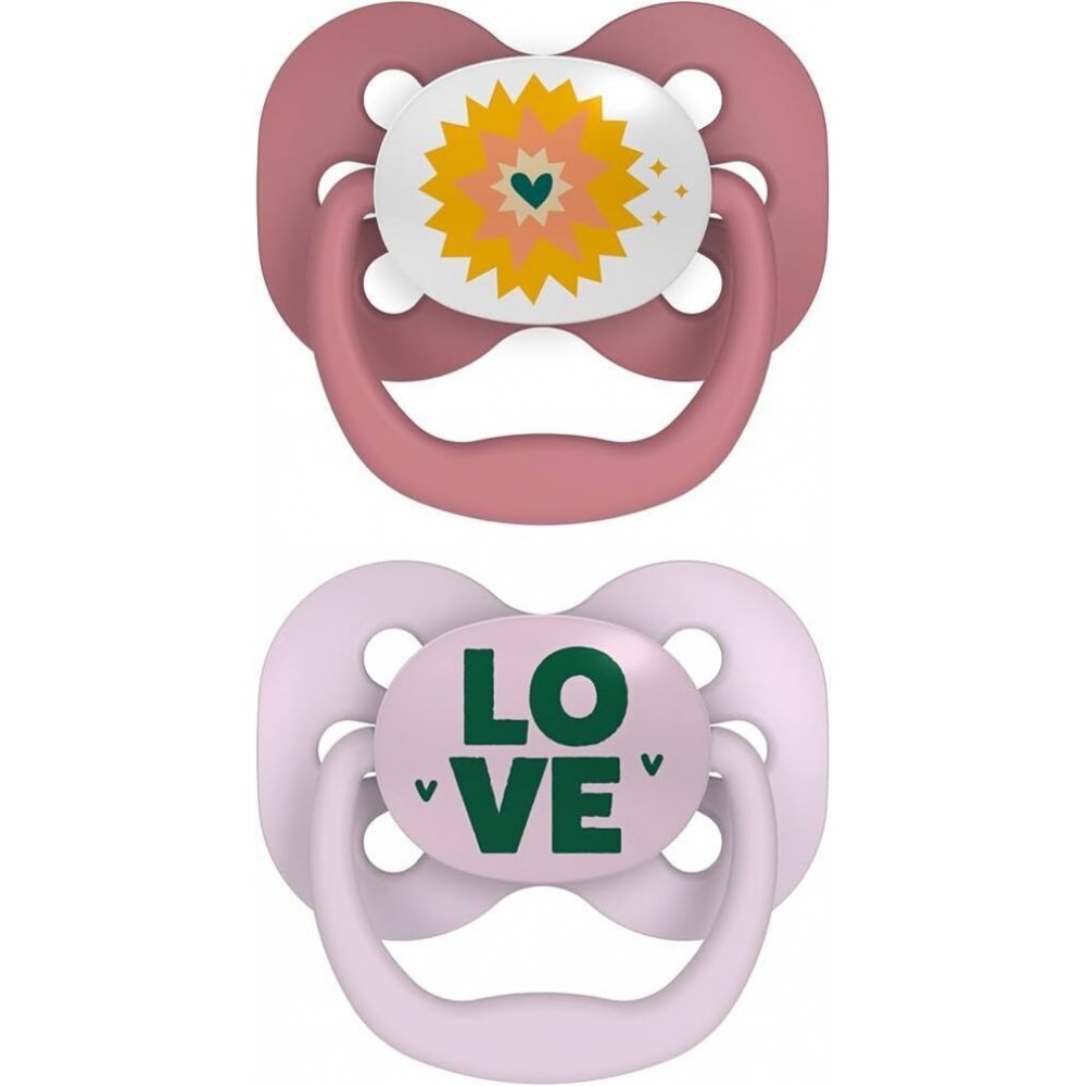 Πιπίλες Dr. Brown's Advantage 0-6m 2τμχ Love Μπορντό Λιλά - Πολύχρωμο