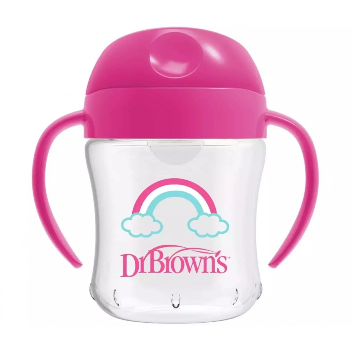 Dr Browns Κύπελλο Με Μαλακό Στόμιο Με Καπάκι & Λαβές 6m+ Ροζ  Ουράνιο Τόξο 180ml