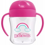 Dr Browns Κύπελλο Με Μαλακό Στόμιο Με Καπάκι & Λαβές 6m+ Ροζ  Ουράνιο Τόξο 180ml
