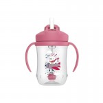 Κύπελλο 270ml με εύπλαστο καλαμάκι DR BROWN’S Baby’s First Straw Cup, Ροζ Παπάκι