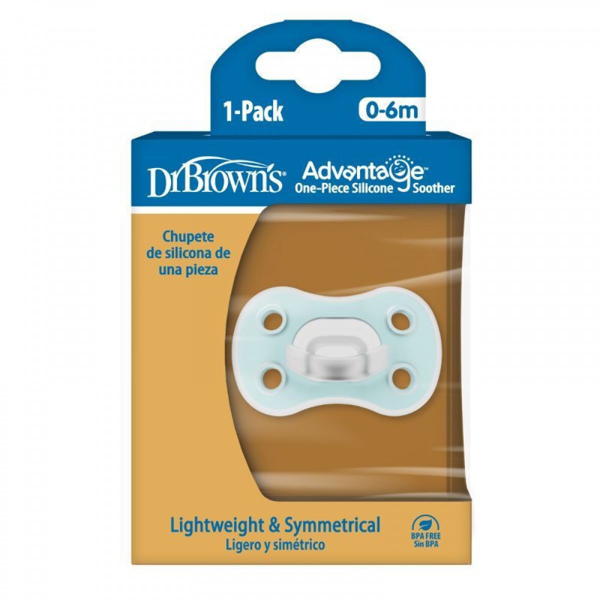 Συμμετρική Πιπίλα σιλικόνης Dr. Brown’s Advantage Γαλάζιο 0-6 μηνών
