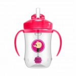 Κύπελλο 270ml με εύπλαστο καλαμάκι DR BROWN’S Baby’s First Straw Cup, Ροζ Παπάκι