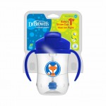 Κύπελλο 270ml με εύπλαστο καλαμάκι DR BROWN’S Baby’s First Straw Cup, Μπλε Αλεπού
