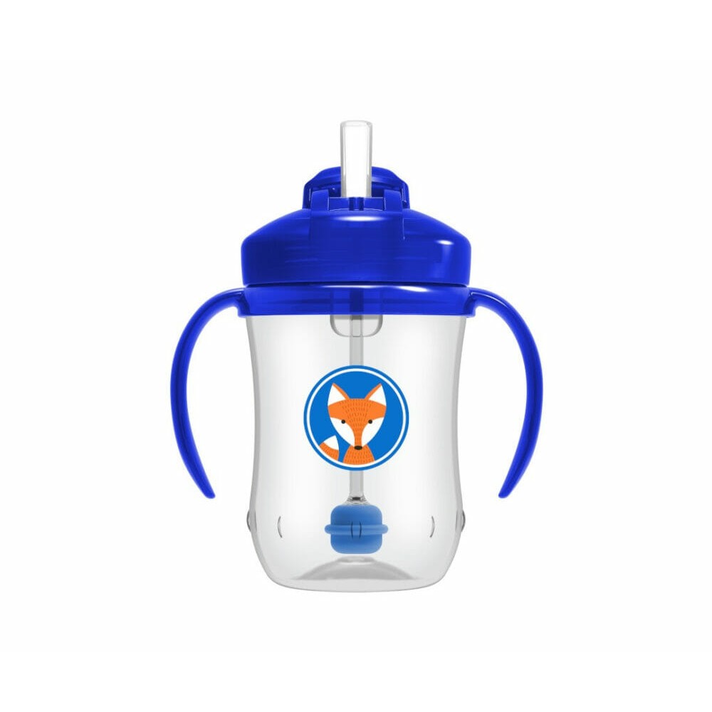 Κύπελλο 270ml με εύπλαστο καλαμάκι DR BROWN’S Baby’s First Straw Cup, Μπλε Αλεπού