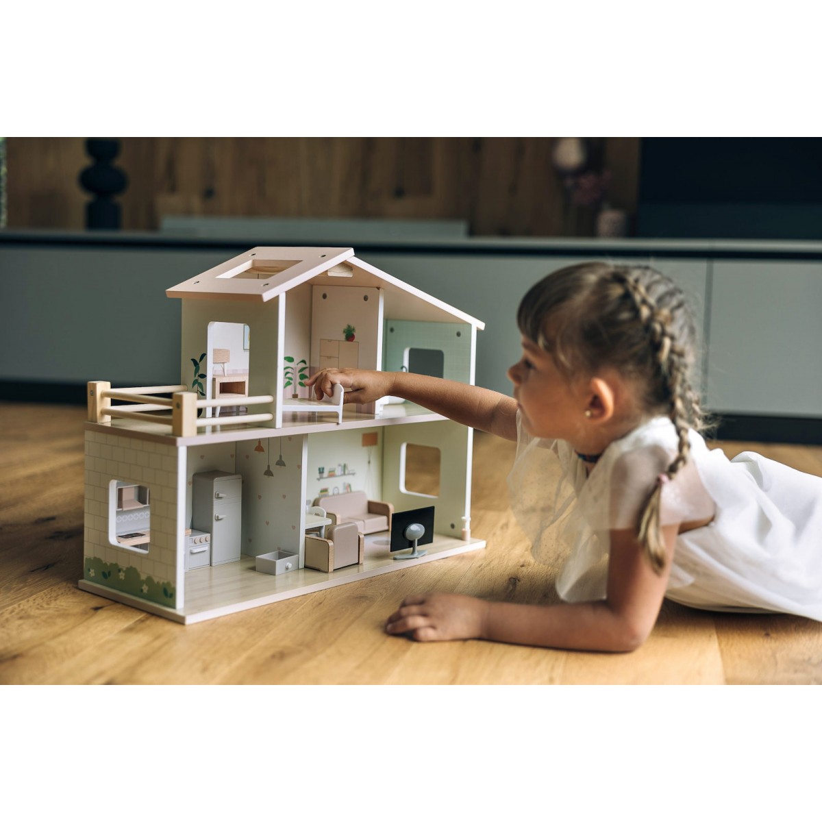 Ξύλινο Κουκλόσπιτο Επιπλωμένο Ella Free2Play