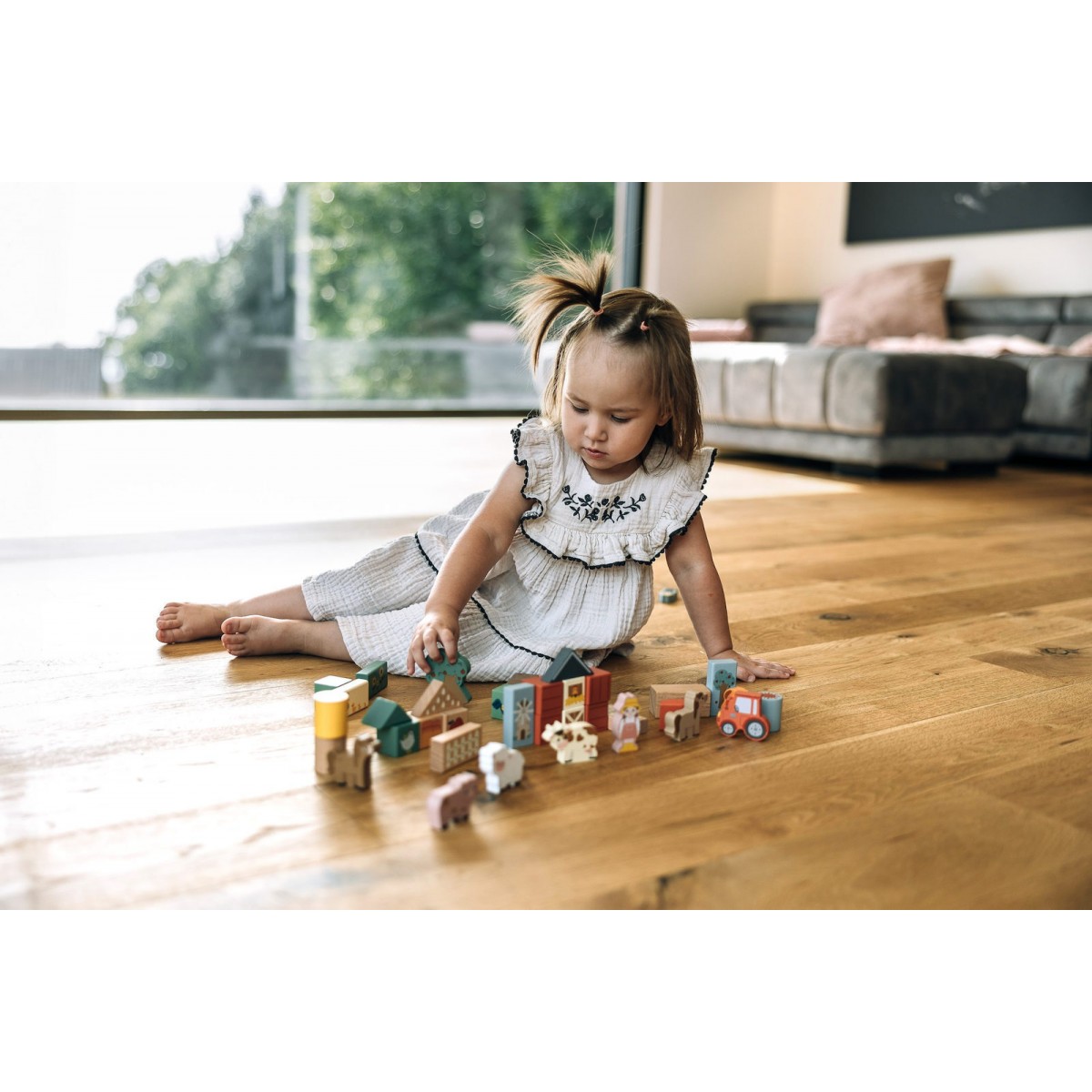 Ξύλινη Φάρμα Με Τουβλάκια 36Τμχ. Free2Play