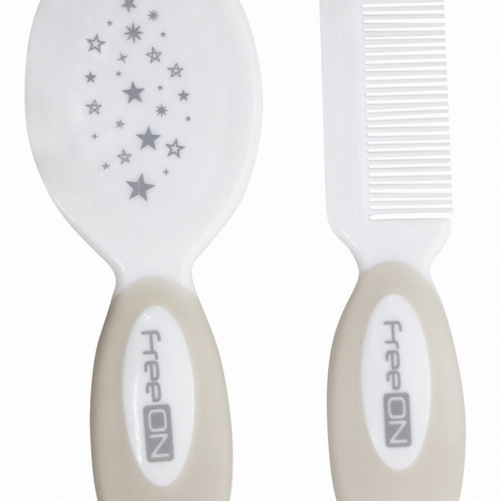 Σετ Βούρτσα - Χτένα με Φυσική Τρίχα FreeOn Beige