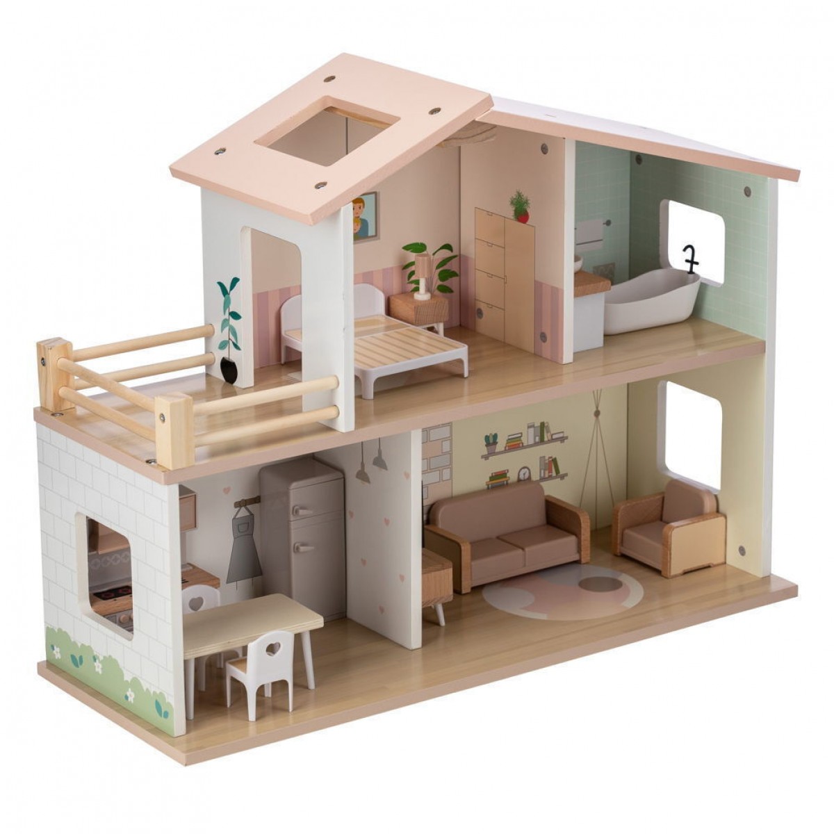 Ξύλινο Κουκλόσπιτο Επιπλωμένο Ella Free2Play