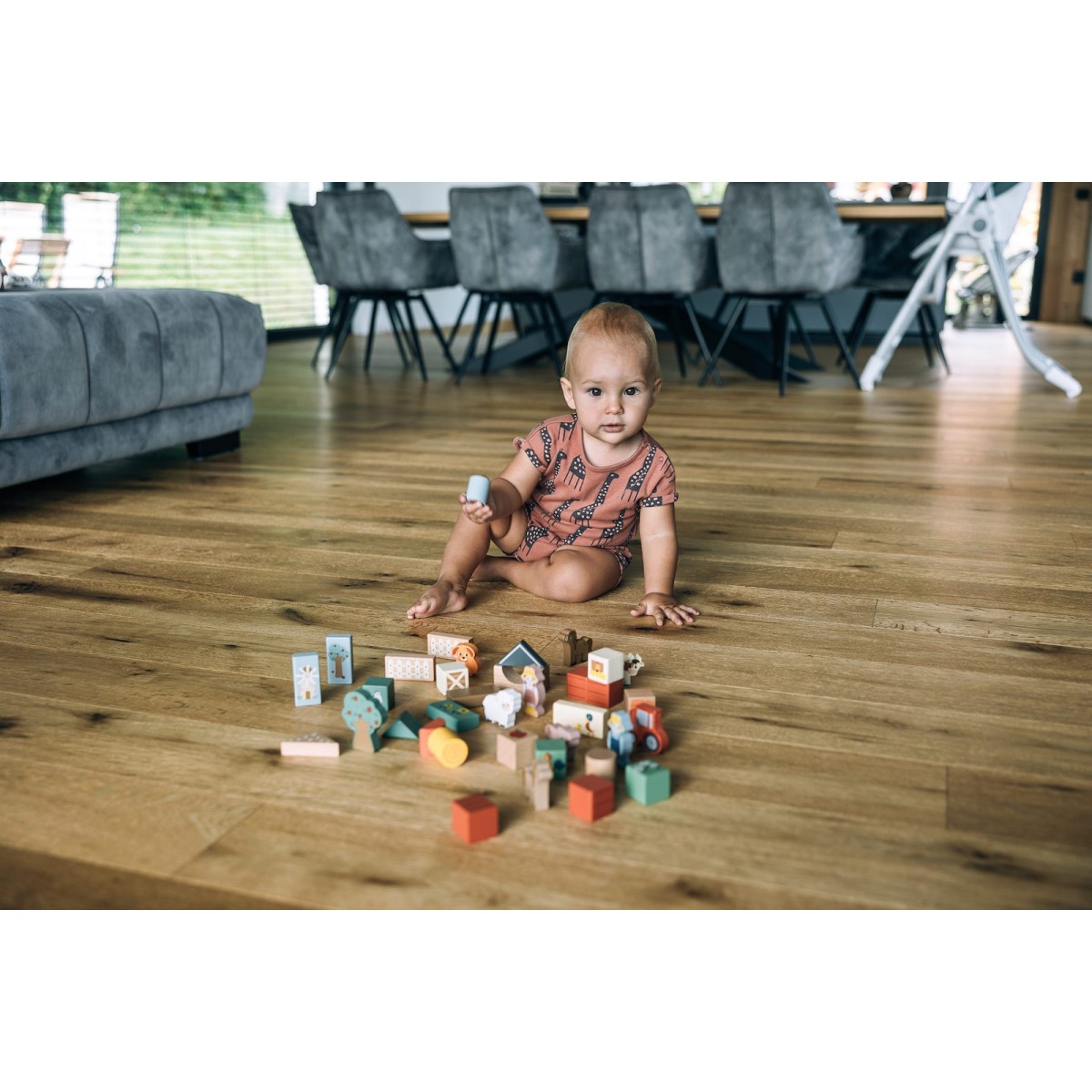 Ξύλινη Φάρμα Με Τουβλάκια 36Τμχ. Free2Play