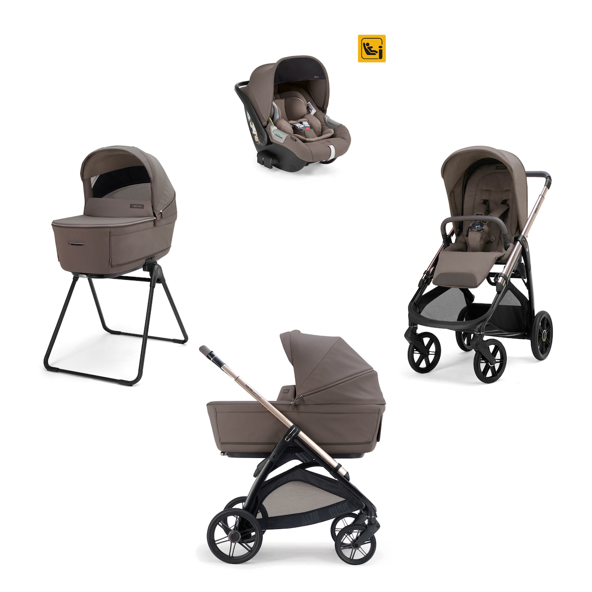 Inglesina Aptica Σύστημα Μεταφοράς Quattro Με Κάθισμα Αυτοκινήτου Darwin Essence Mokka / Palladio Black