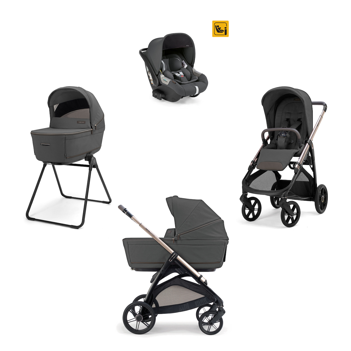 Inglesina Aptica Σύστημα Μεταφοράς Quattro Με Κάθισμα Αυτοκινήτου Darwin Marble Grey / Palladio Black
